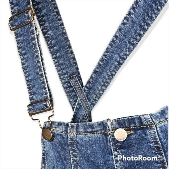 Refuge Dark Wash Denim Skinny Overalls Size Small - Picture 5 of 5